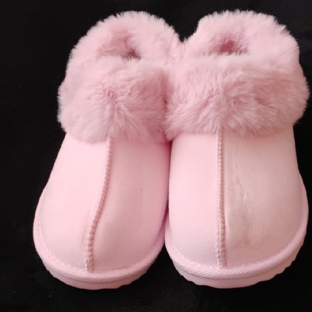 Pink Fuzzy Slip Ons